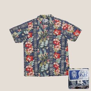 RJC | Vintage 80s Hawaiian Ukulele Hibiscus Aloha Shirt Camp Collar Mens M